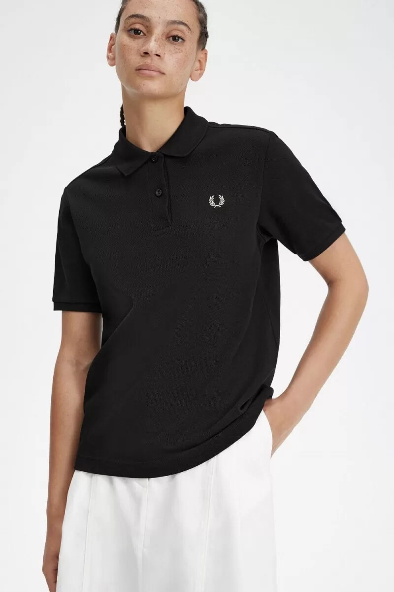 fred perry g6000 damenhemd schwarz warmgrau