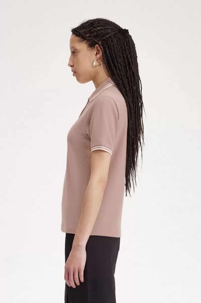 fred perry g3600 damenhemd dunkelrosa beige