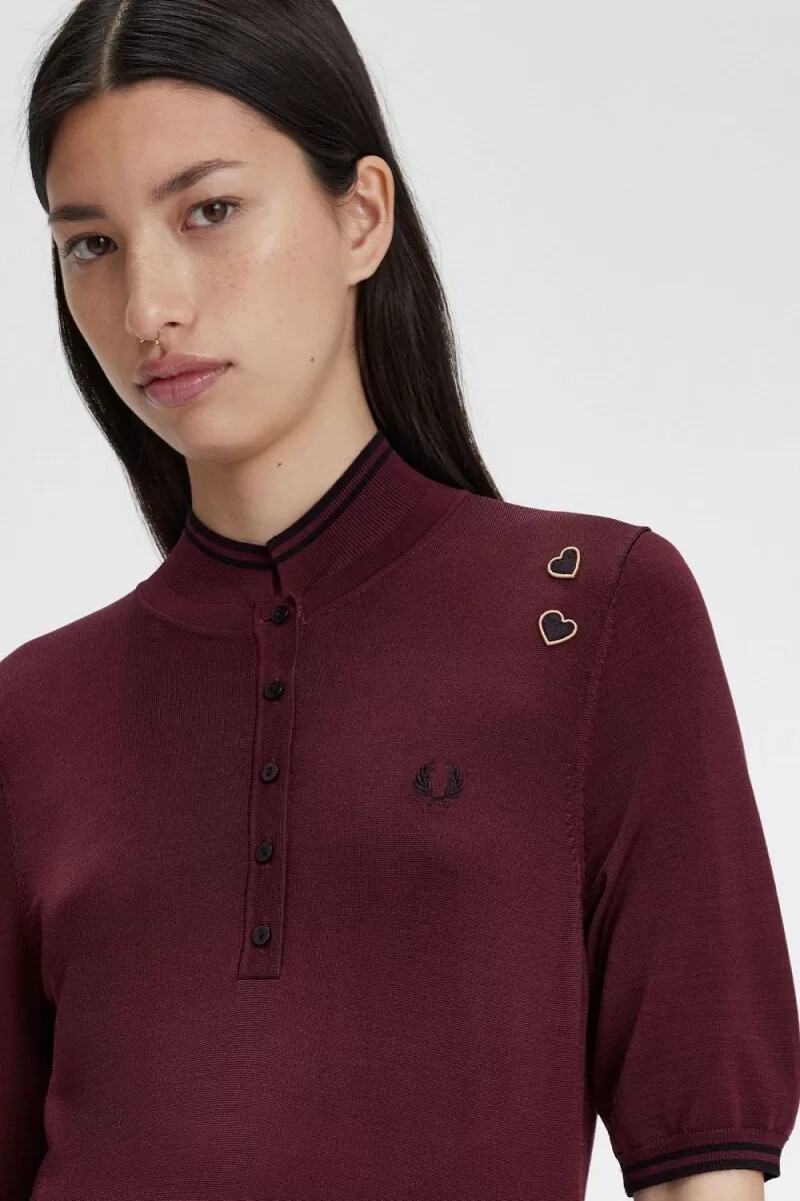 fred perry strickbluse für damen weinrot