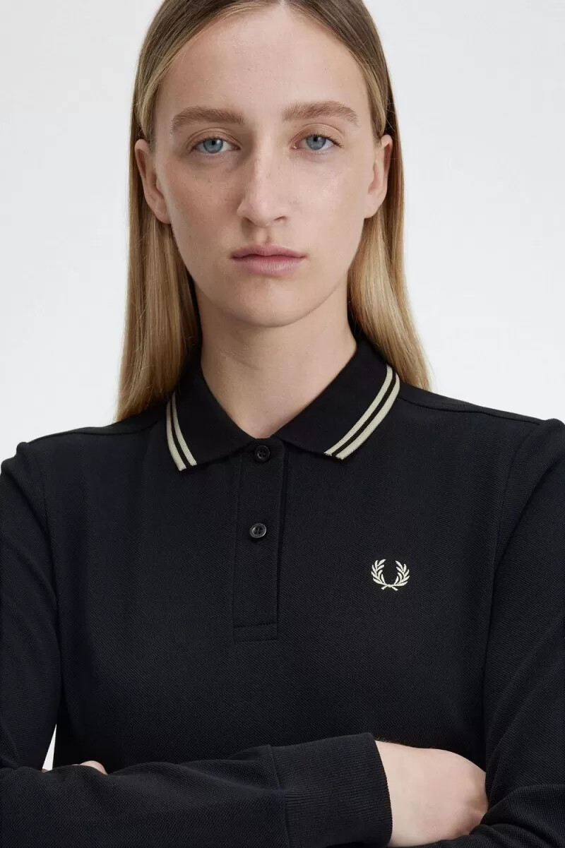 fred perry g3636 damenhemd schwarz warmgrau