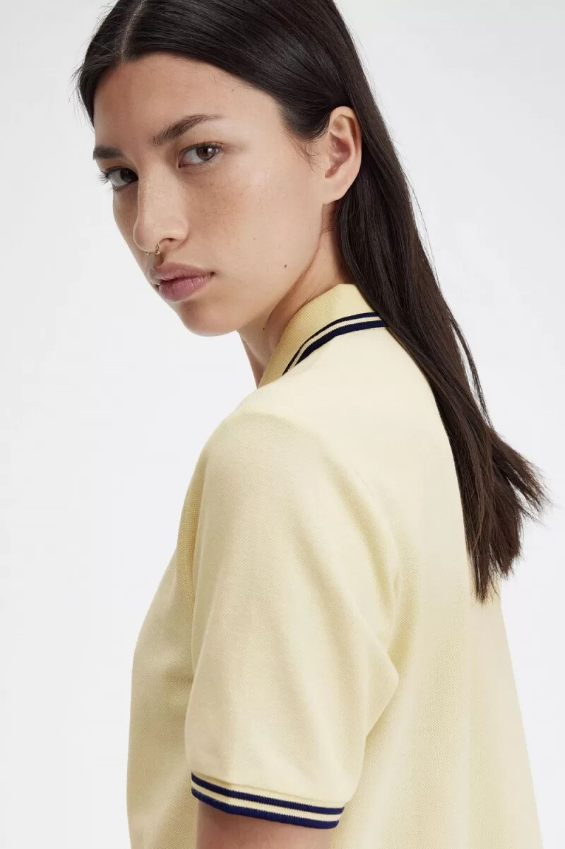 fred perry g3600 damenhemd aqua cream french navy