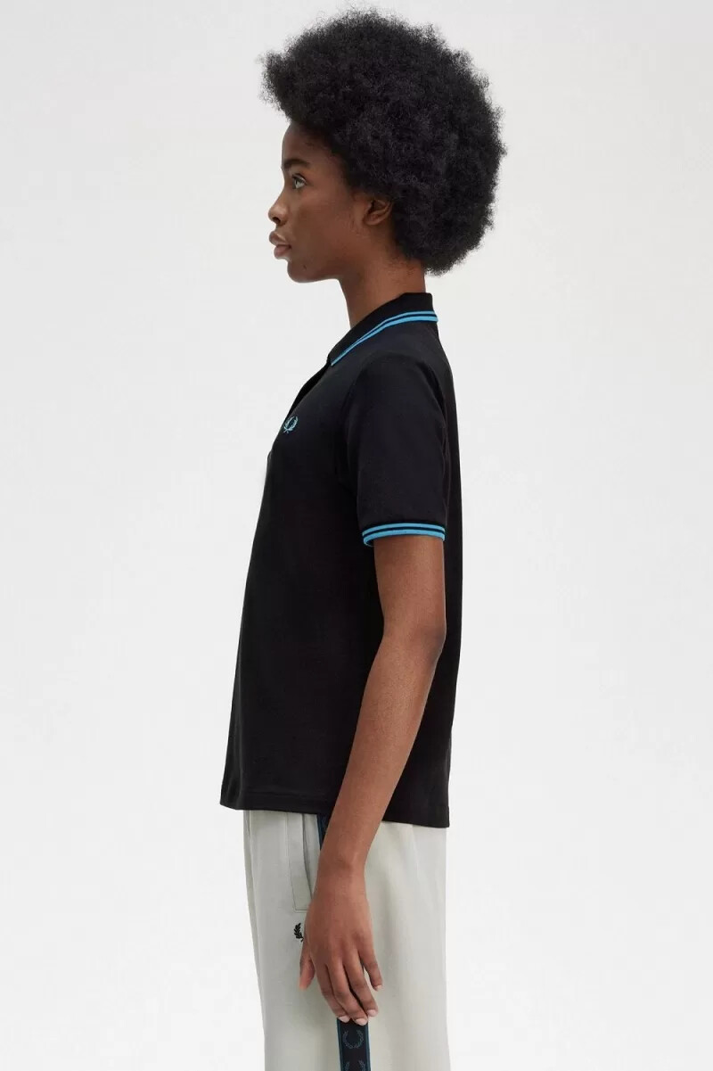 fred perry g3600 damenhemd schwarz cyberblau cyberblau