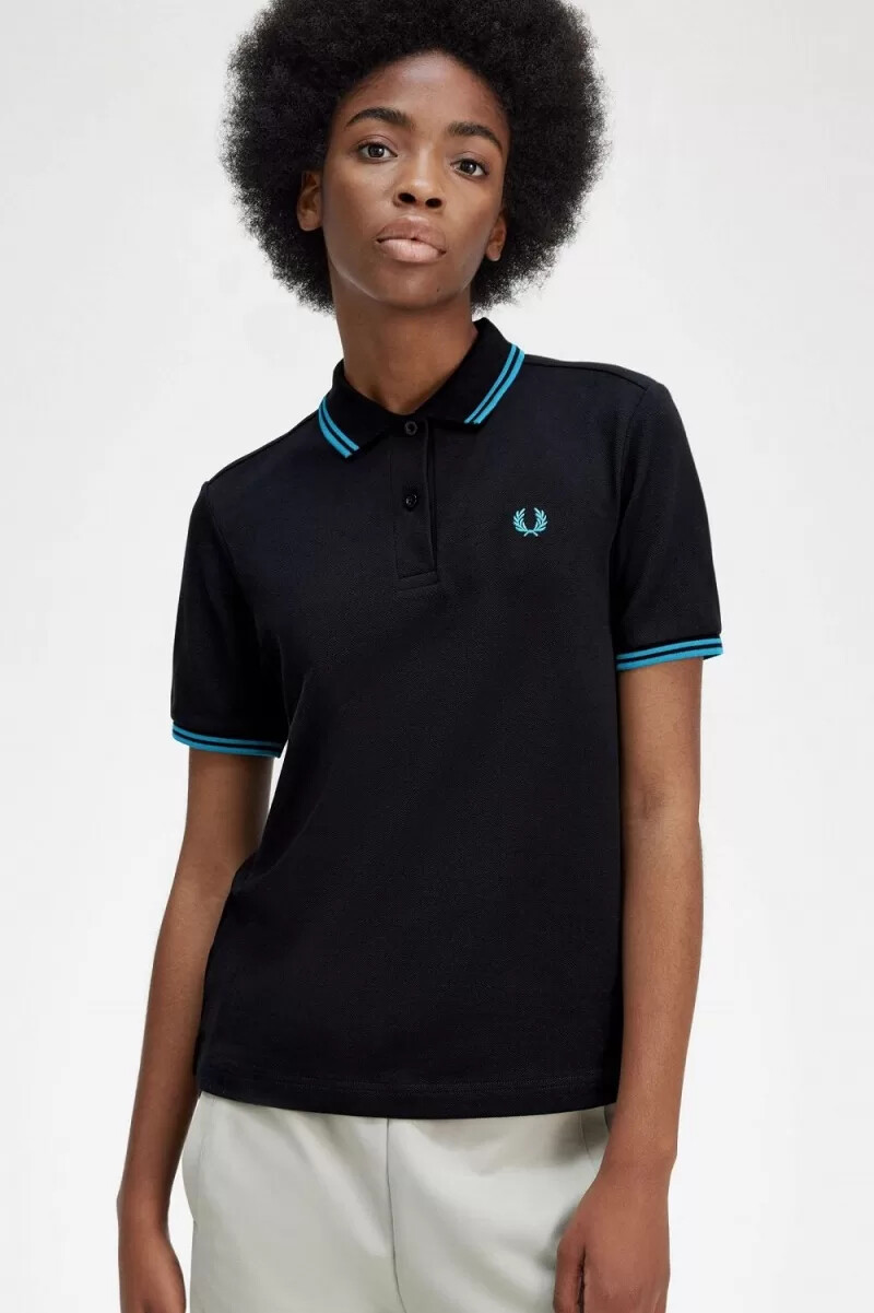 fred perry g3600 damenhemd schwarz cyberblau cyberblau