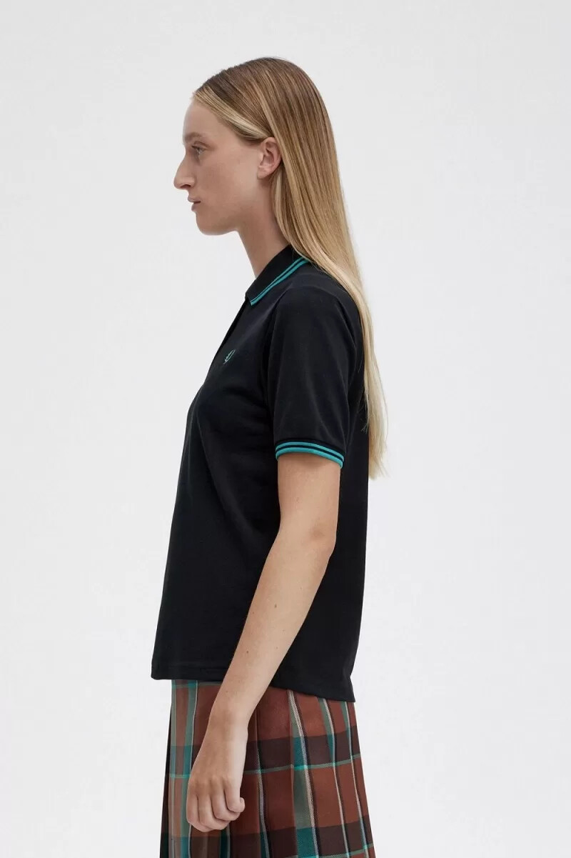 fred perry g3600 damenhemd schwarz tiefmint tiefmint