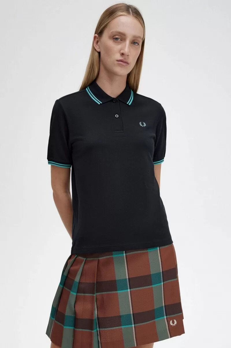 fred perry g3600 damenhemd schwarz tiefmint tiefmint