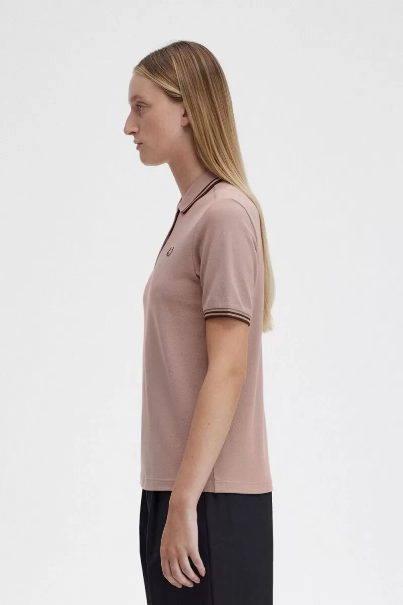 fred perry g3600 damenhemd dunkelrosa gebrannter tabak