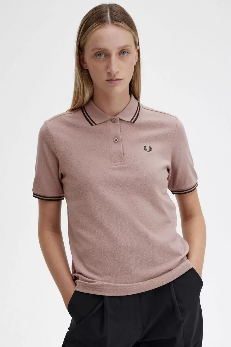 fred perry g3600 damenhemd dunkelrosa gebrannter tabak