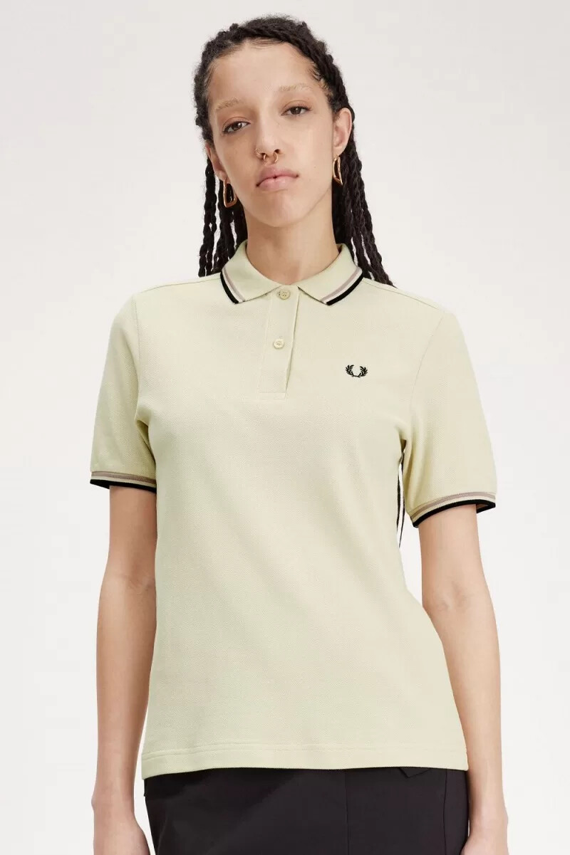 fred perry g3600 damenhemd haferflockenfarben dunkelrosa schwarz