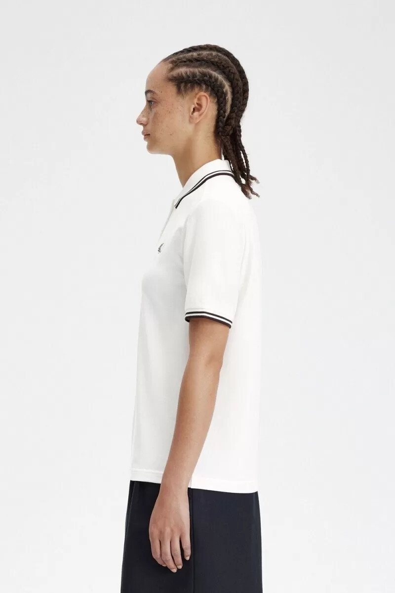 fred perry g3600 damenhemd schneeweiß dunkelrot