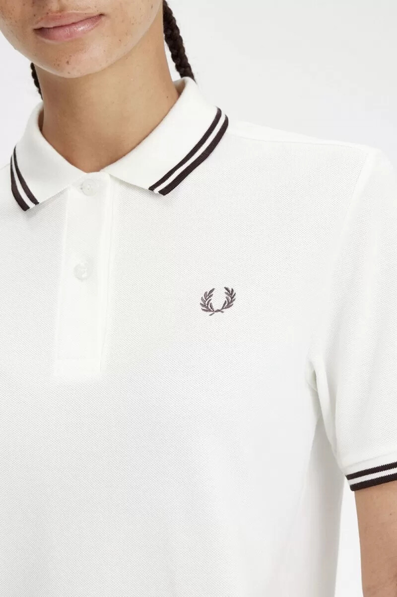 fred perry g3600 damenhemd schneeweiß dunkelrot