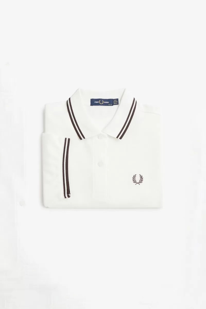 fred perry g3600 damenhemd schneeweiß dunkelrot