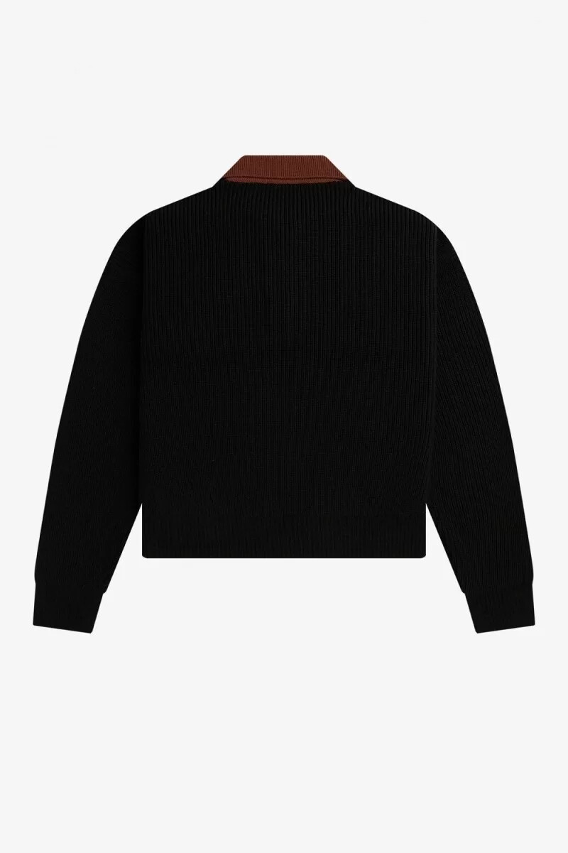 fred perry strickhemd für damen schwarz