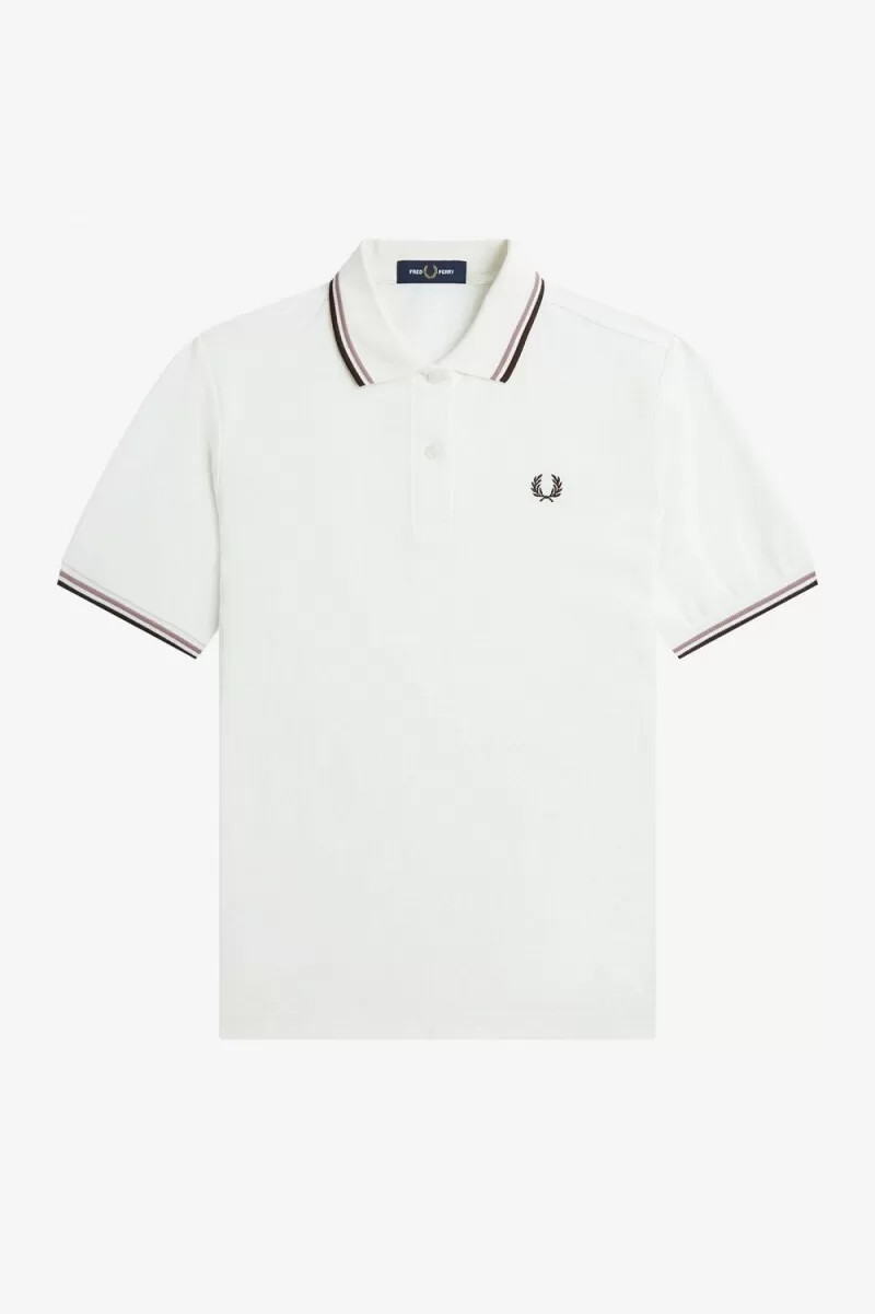 fred perry g3600 damenhemd schneeweiß dunkelrosa gebrannter tabak