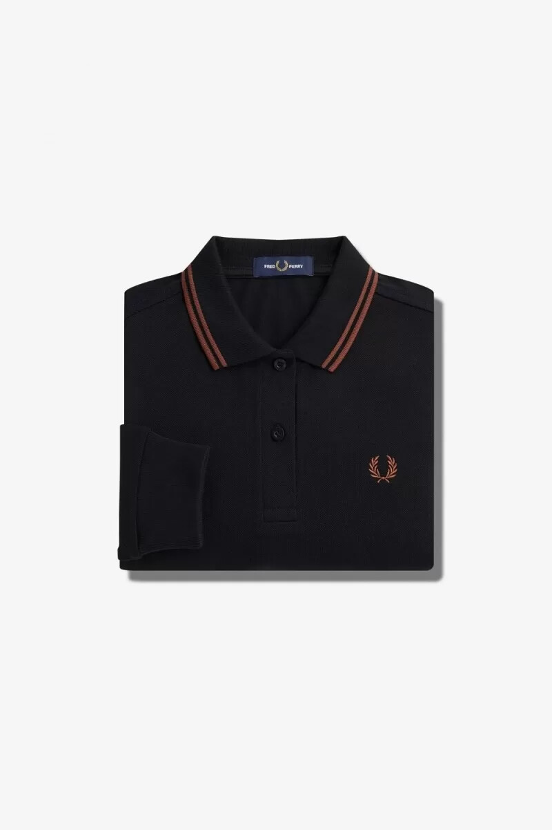 fred perry g3636 damenhemd schwarz whisky braun