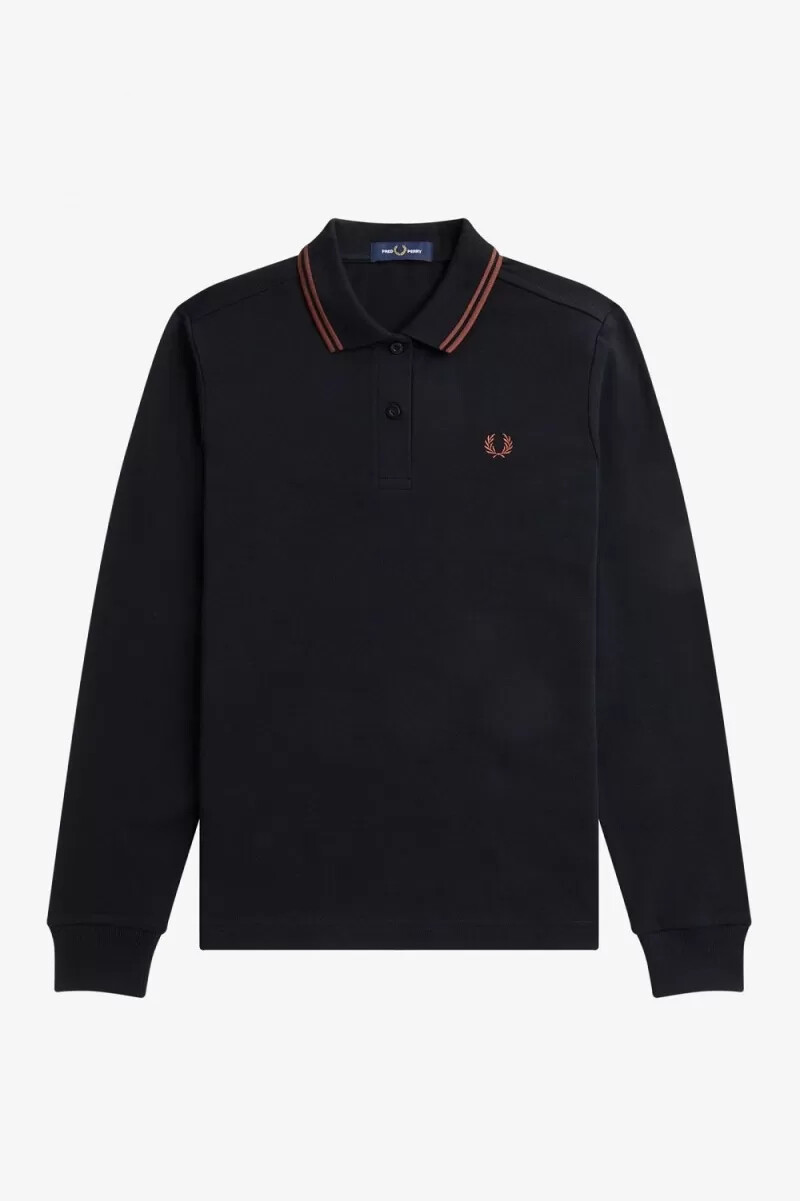 fred perry g3636 damenhemd schwarz whisky braun