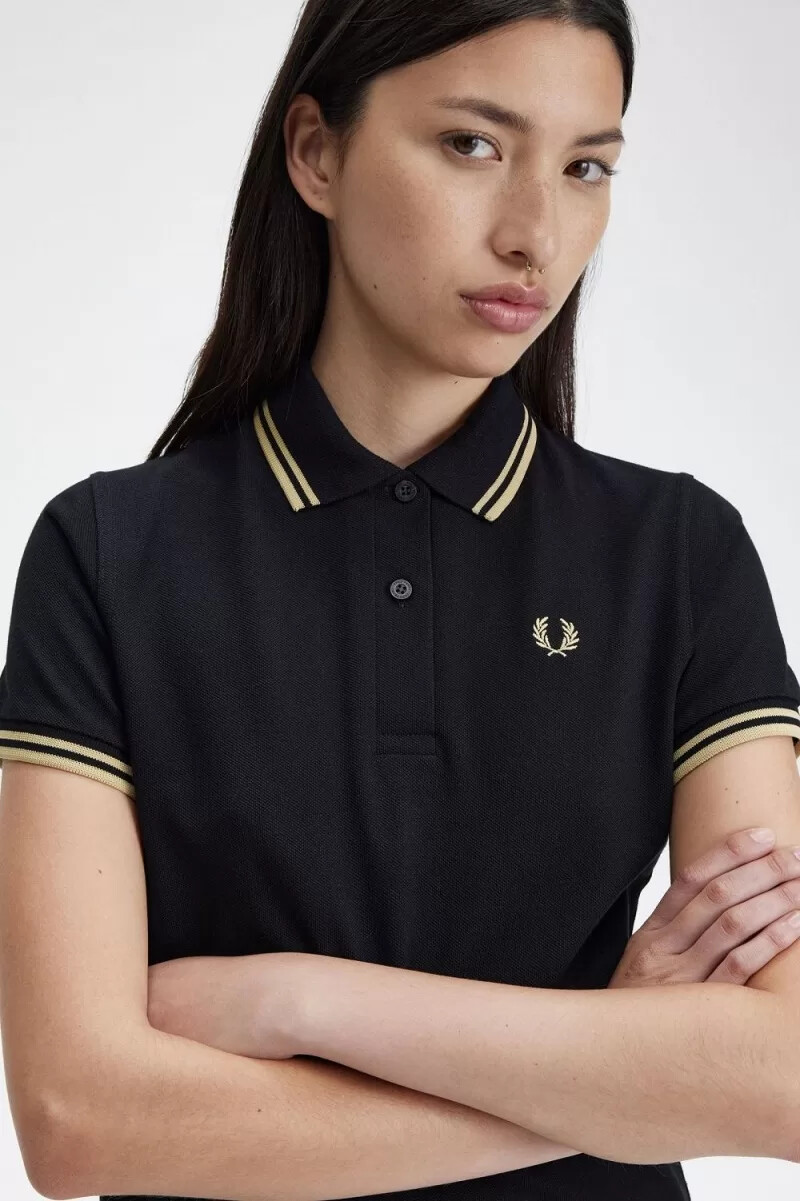 fred perry g12 damenhemd schwarz champagner