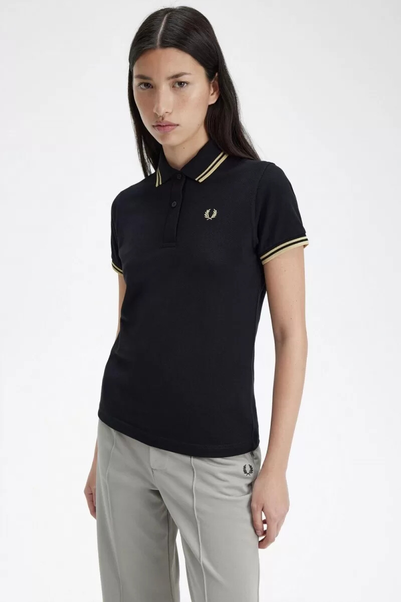 fred perry g12 damenhemd schwarz champagner