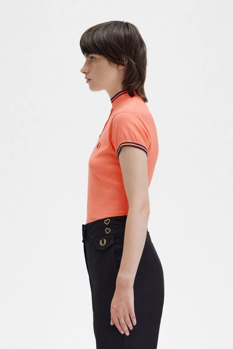 fred perry strickhemd für damen korallenrot