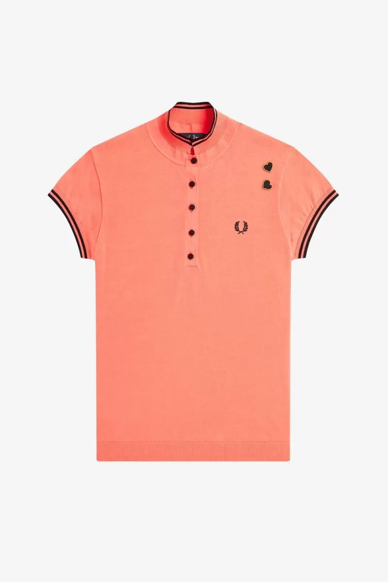 fred perry strickhemd für damen korallenrot