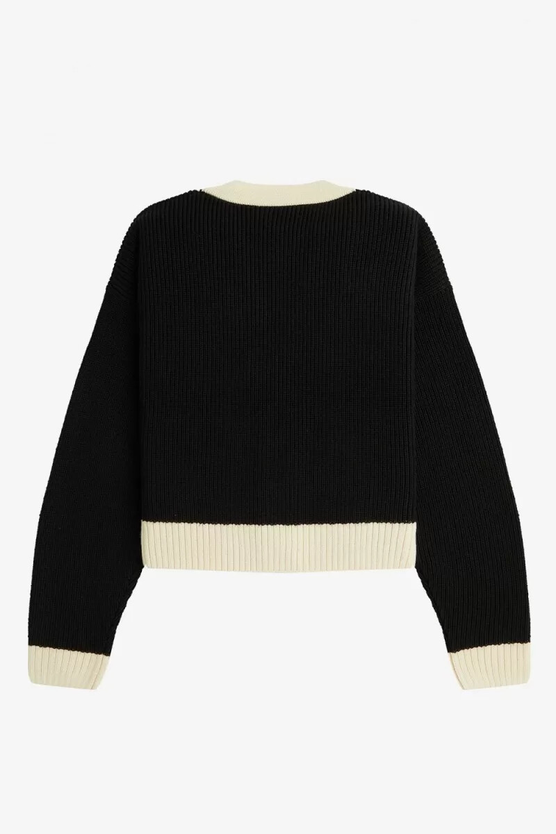 fred perry damen-cardigan mit knopfleiste schwarz