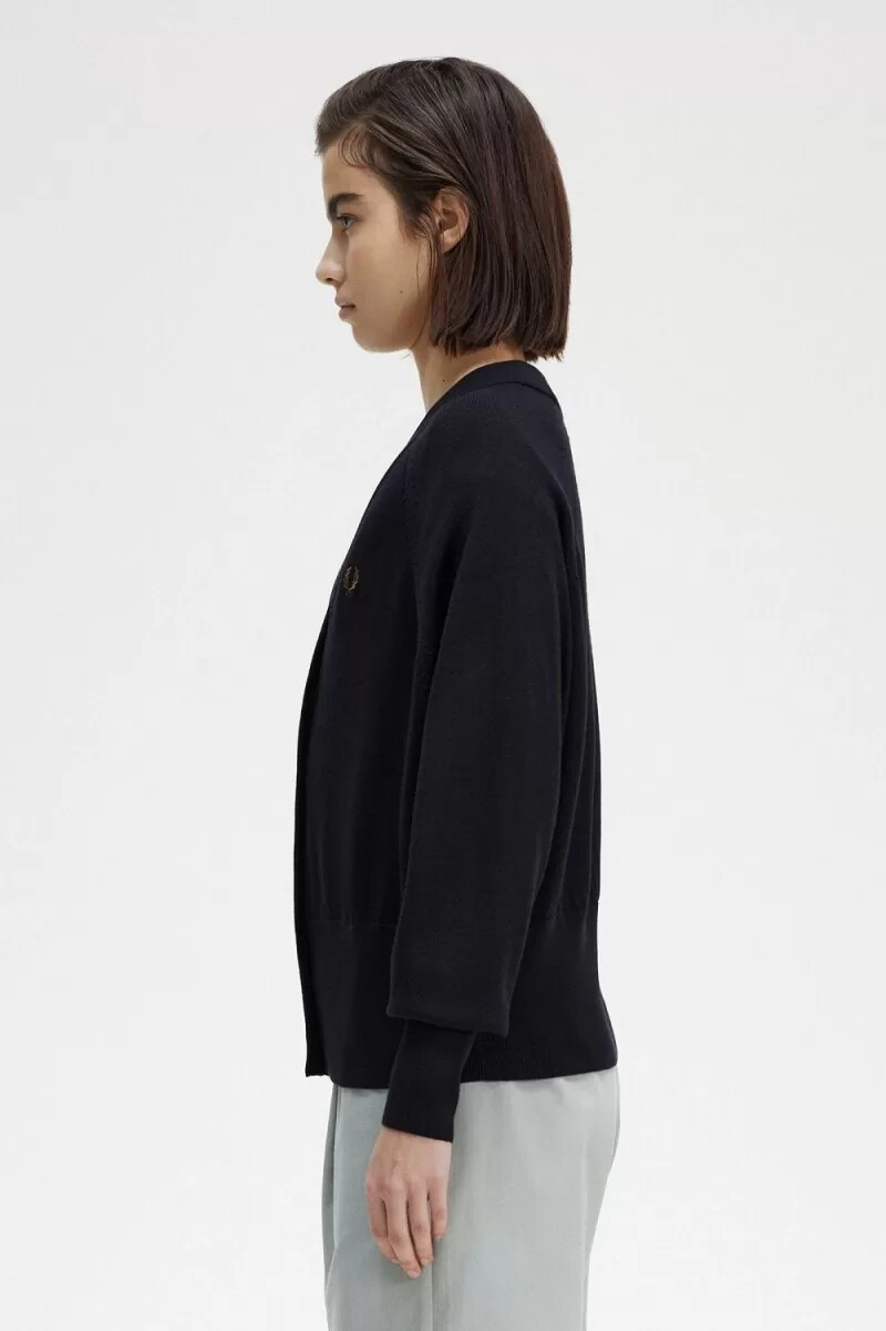 fred perry damen-cardigan mit v-ausschnitt marineblau