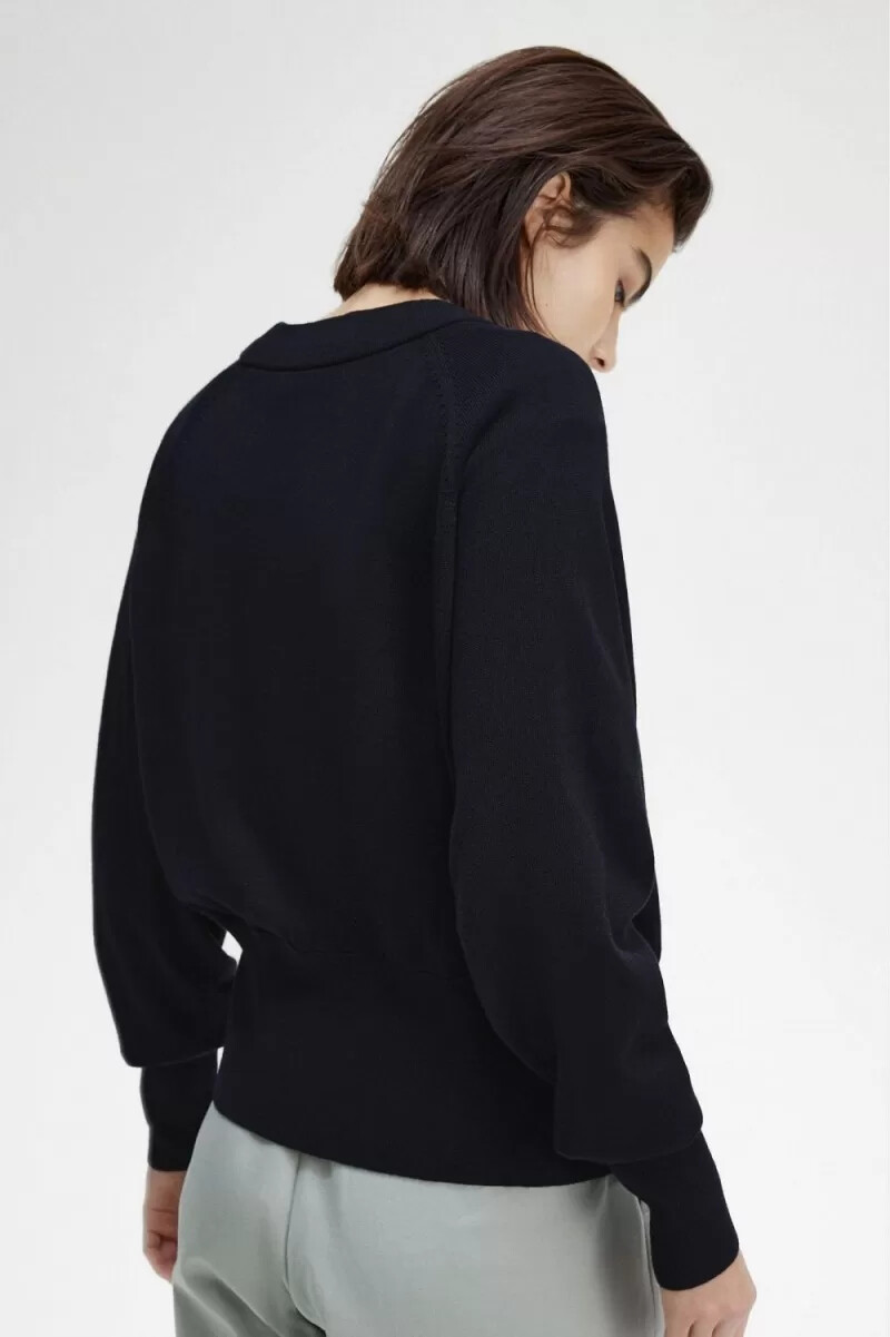 fred perry damen-cardigan mit v-ausschnitt marineblau