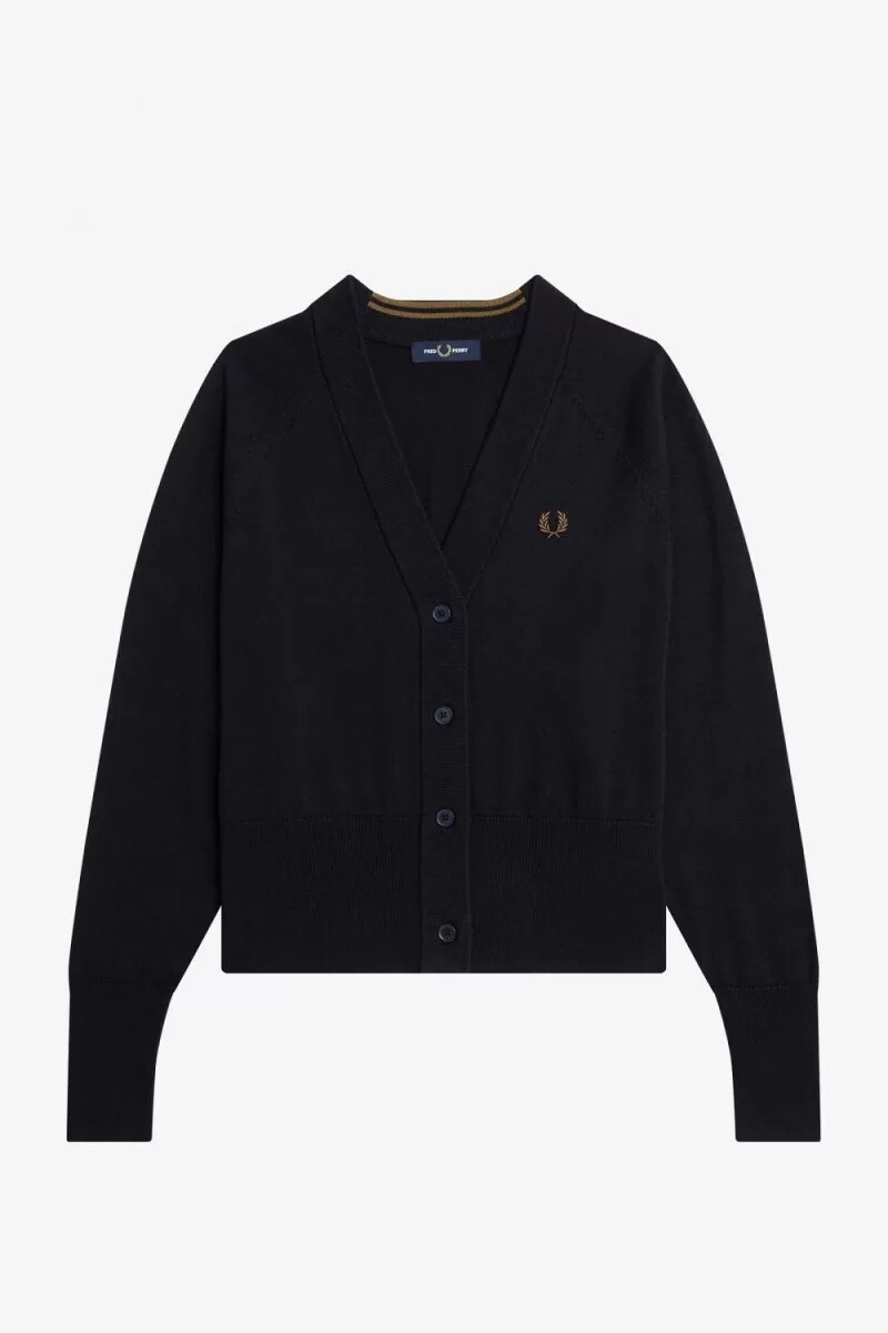 fred perry damen-cardigan mit v-ausschnitt marineblau