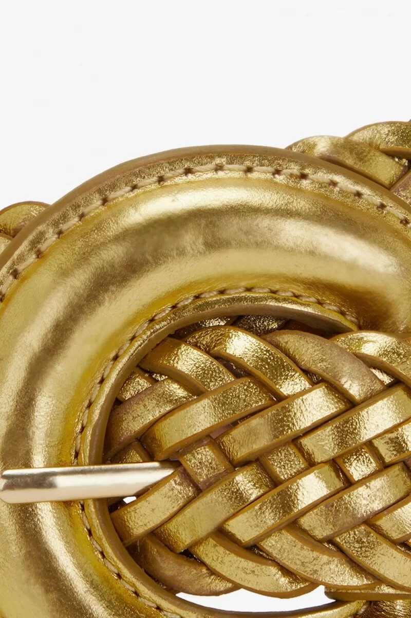 fred perry damengürtel aus gewebtem leder gold