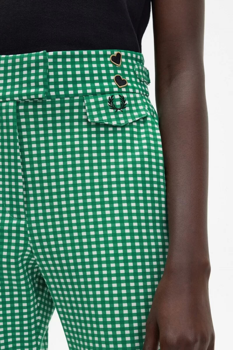 fred perry gingham damenhose grün