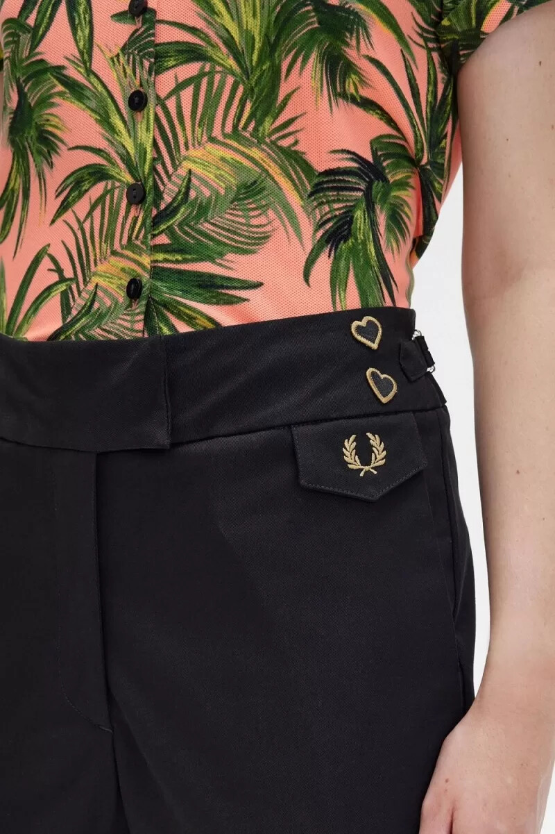 fred perry damenhose mit hohem bund schwarz