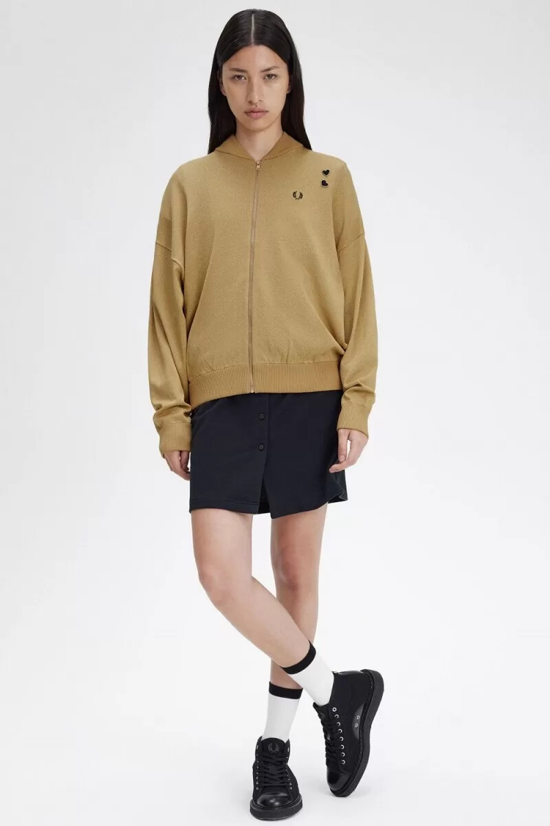 fred perry metallic strickbomberjacken für damen 1964 gold