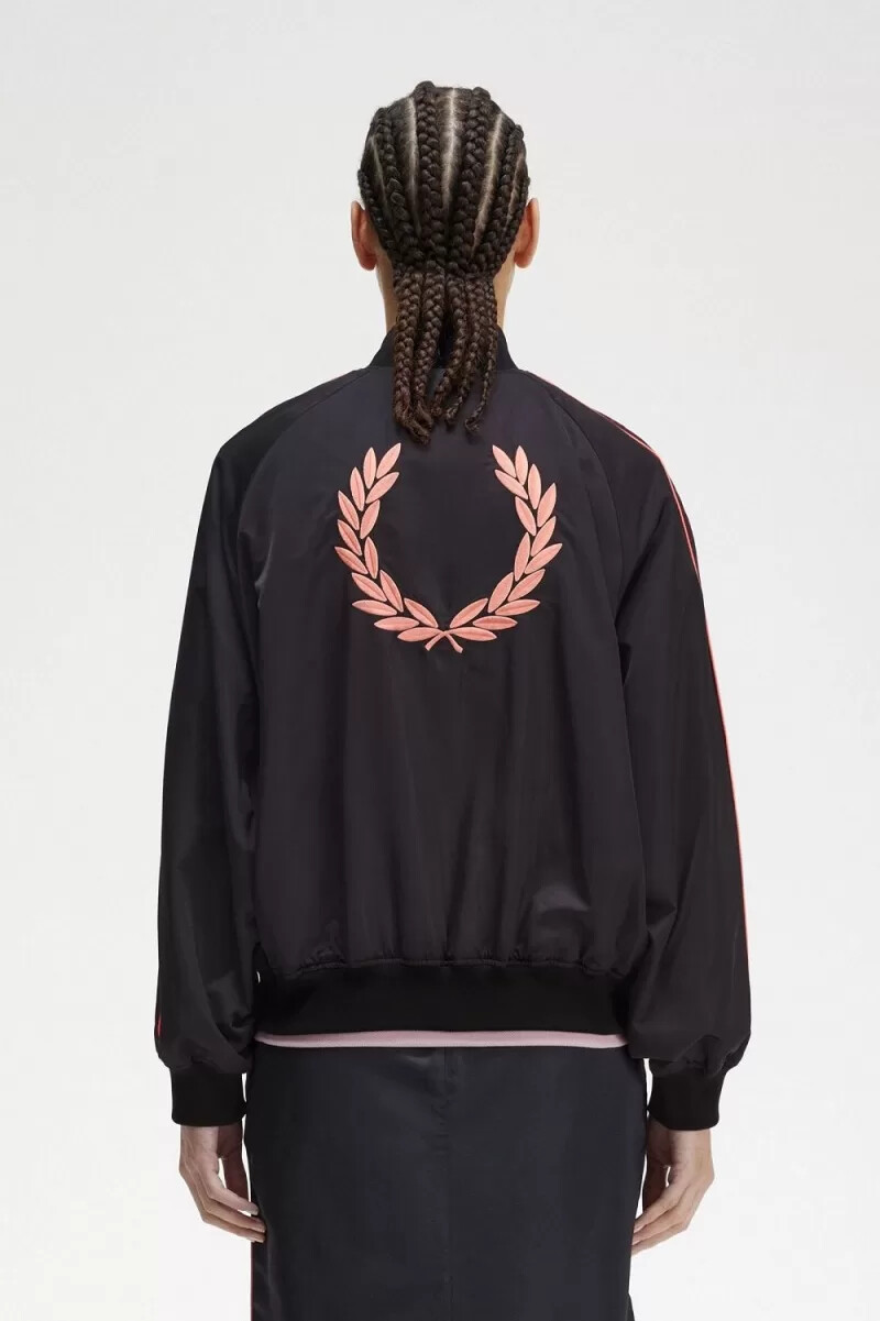 fred perry bomberjacke für damen mit bedrucktem futter schwarz