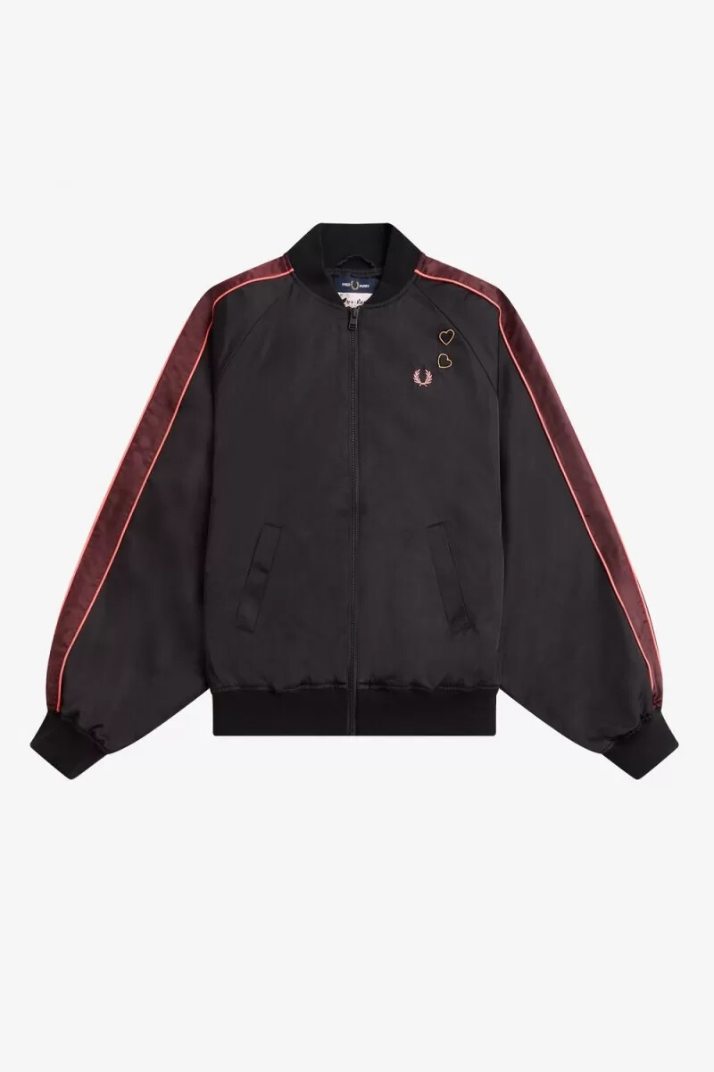fred perry bomberjacke für damen mit bedrucktem futter schwarz