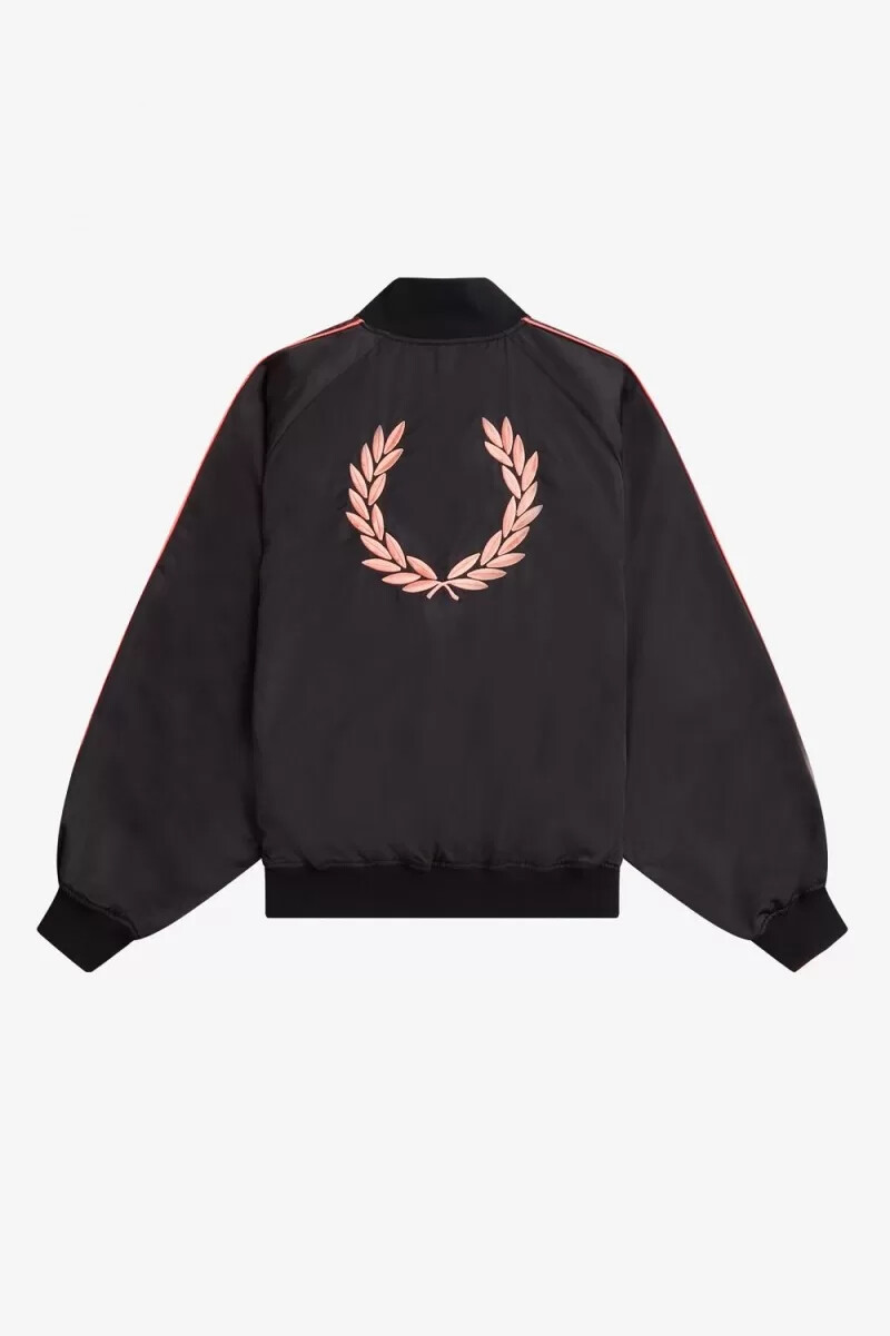 fred perry bomberjacke für damen mit bedrucktem futter schwarz