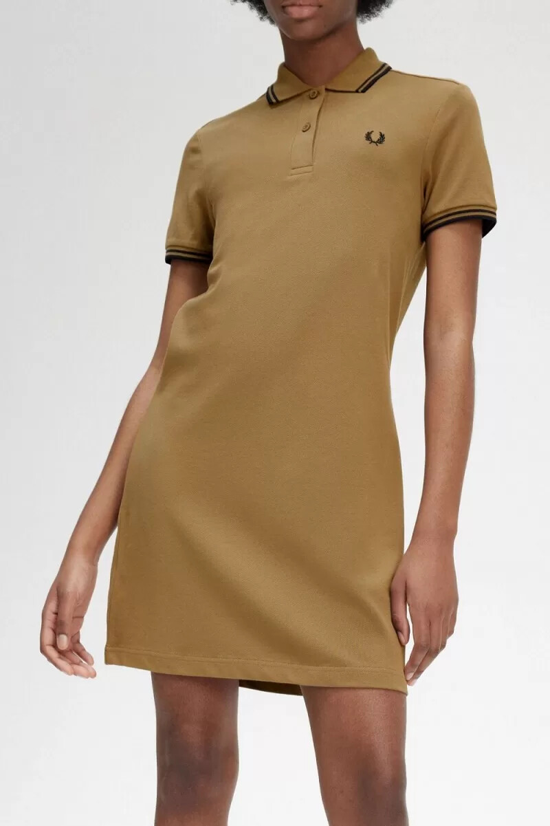 fred perry twin tipped shirt damenkleid braun