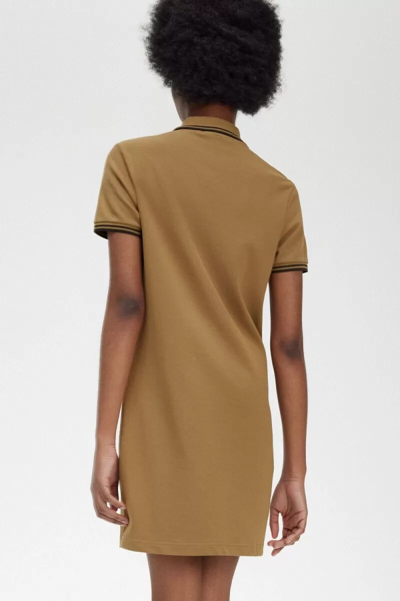 fred perry twin tipped shirt damenkleid braun