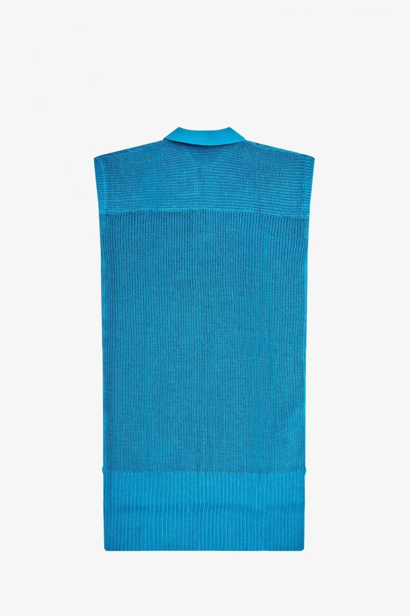 fred perry strickhemd damenkleid cyberblau