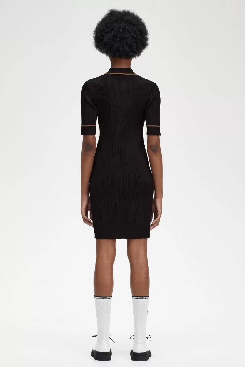 fred perry rippstrickhemd damenkleid schwarz