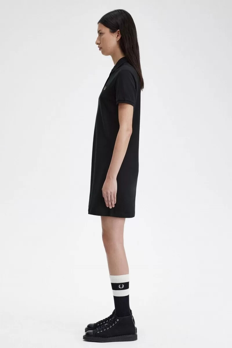 fred perry hemdkleid für damen schwarz