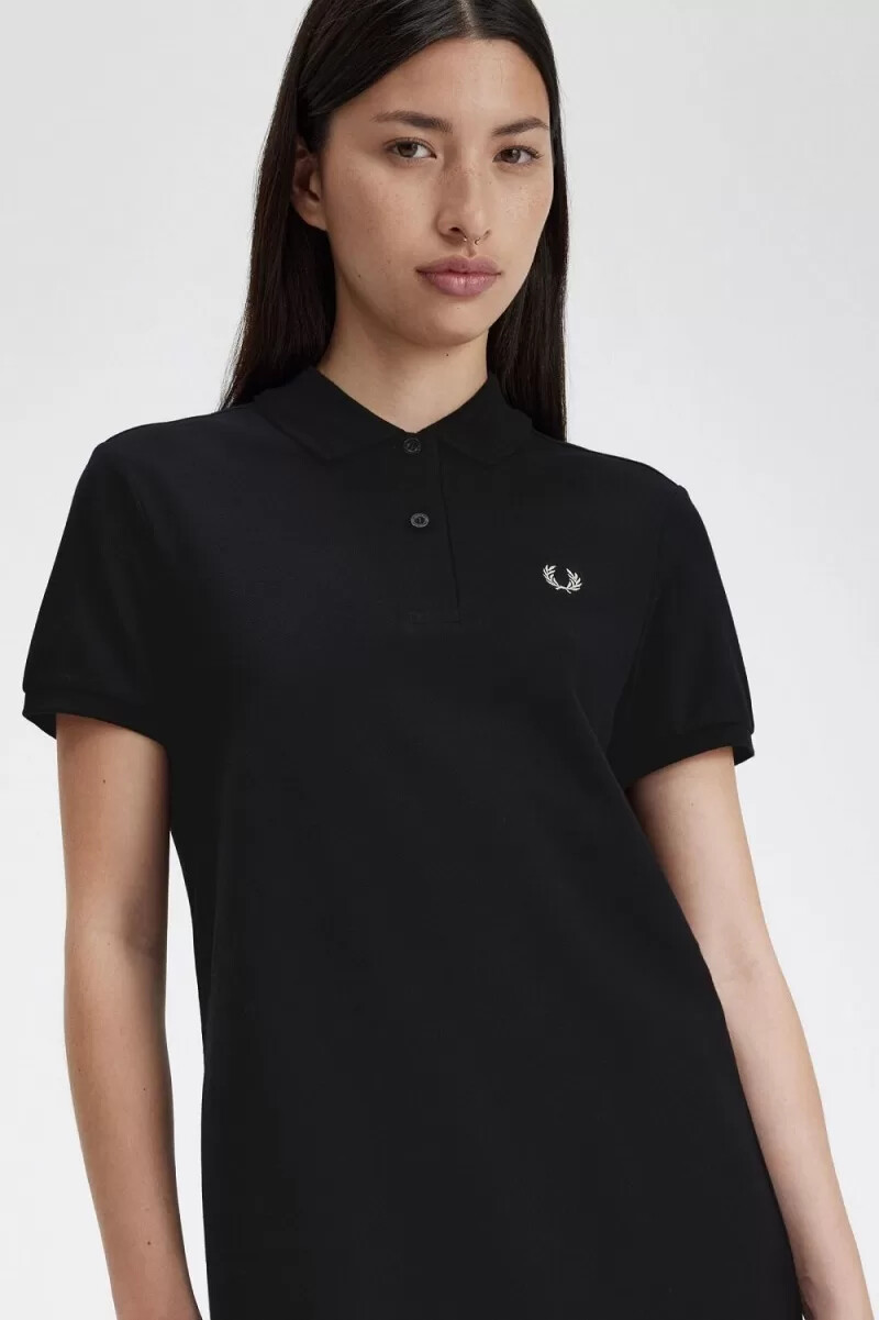 fred perry hemdkleid für damen schwarz