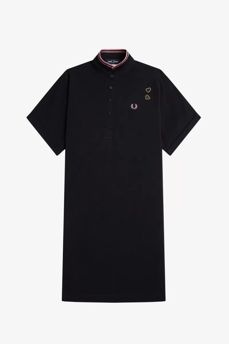 fred perry damenkleid mit piqué-details schwarz