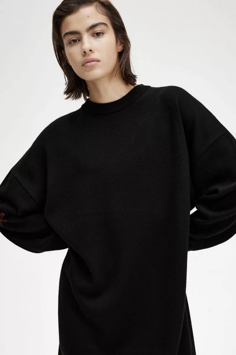 fred perry laurel wreath strickkleid für damen schwarz