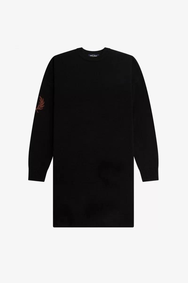 fred perry laurel wreath strickkleid für damen schwarz