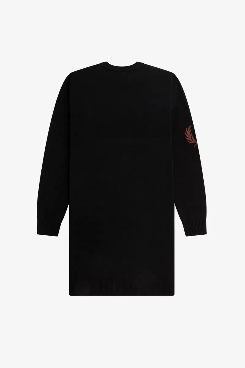 fred perry laurel wreath strickkleid für damen schwarz