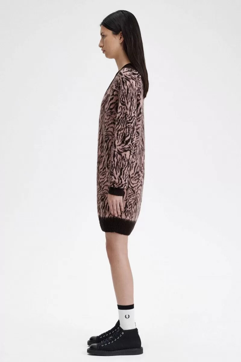 fred perry zebra strickkleid für damen altrosa