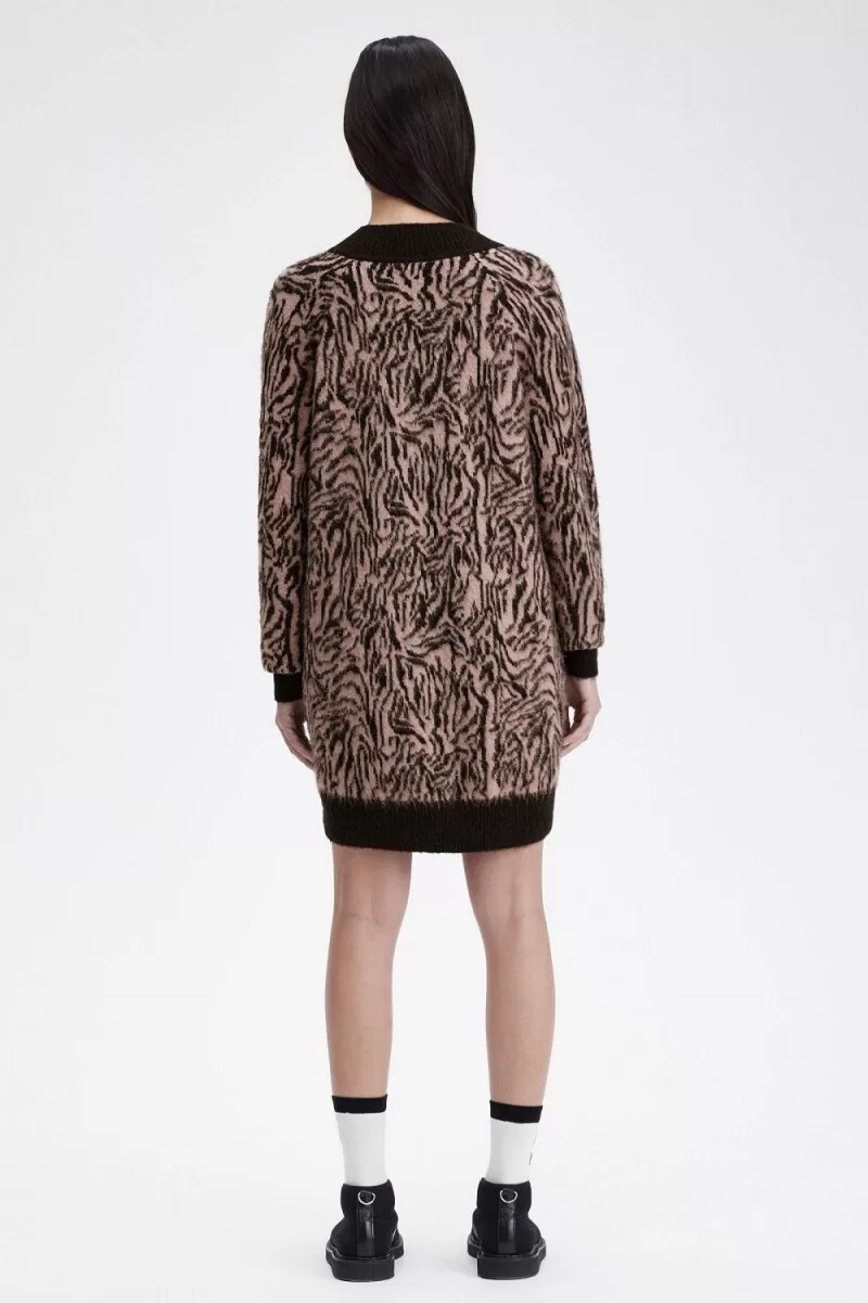 fred perry zebra strickkleid für damen altrosa