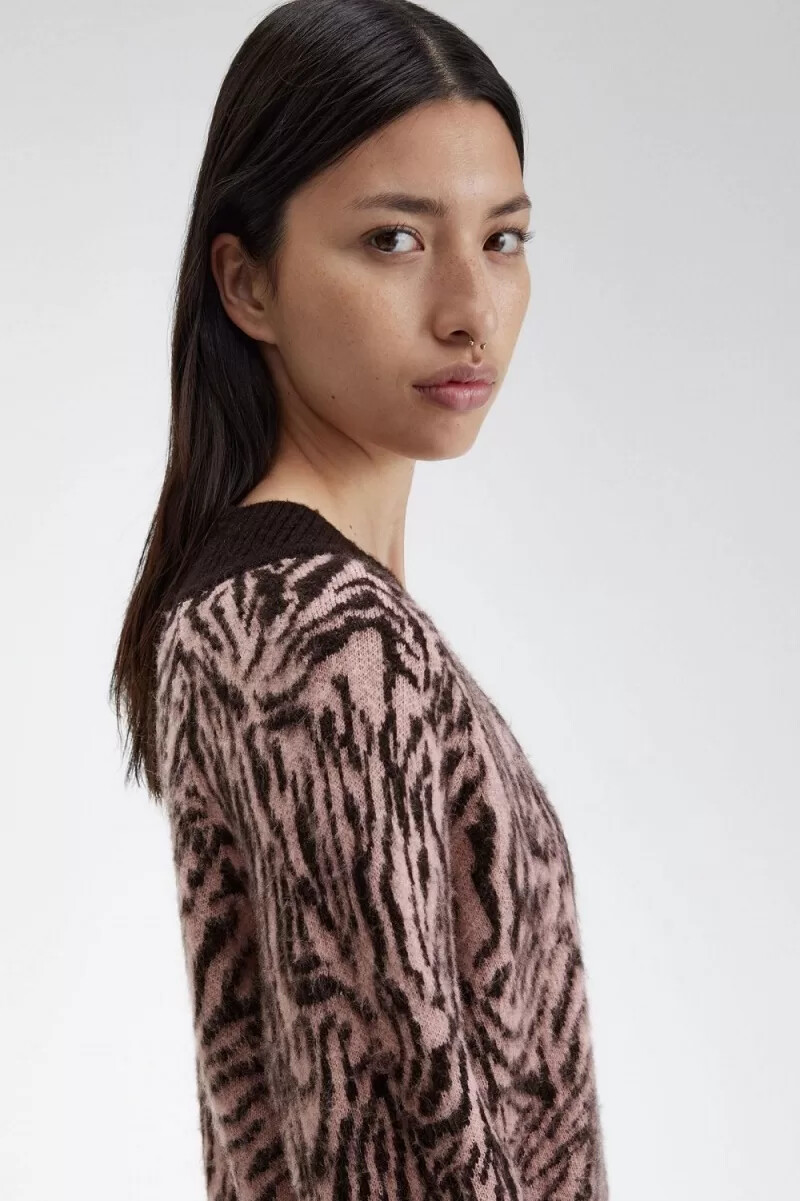 fred perry zebra strickkleid für damen altrosa