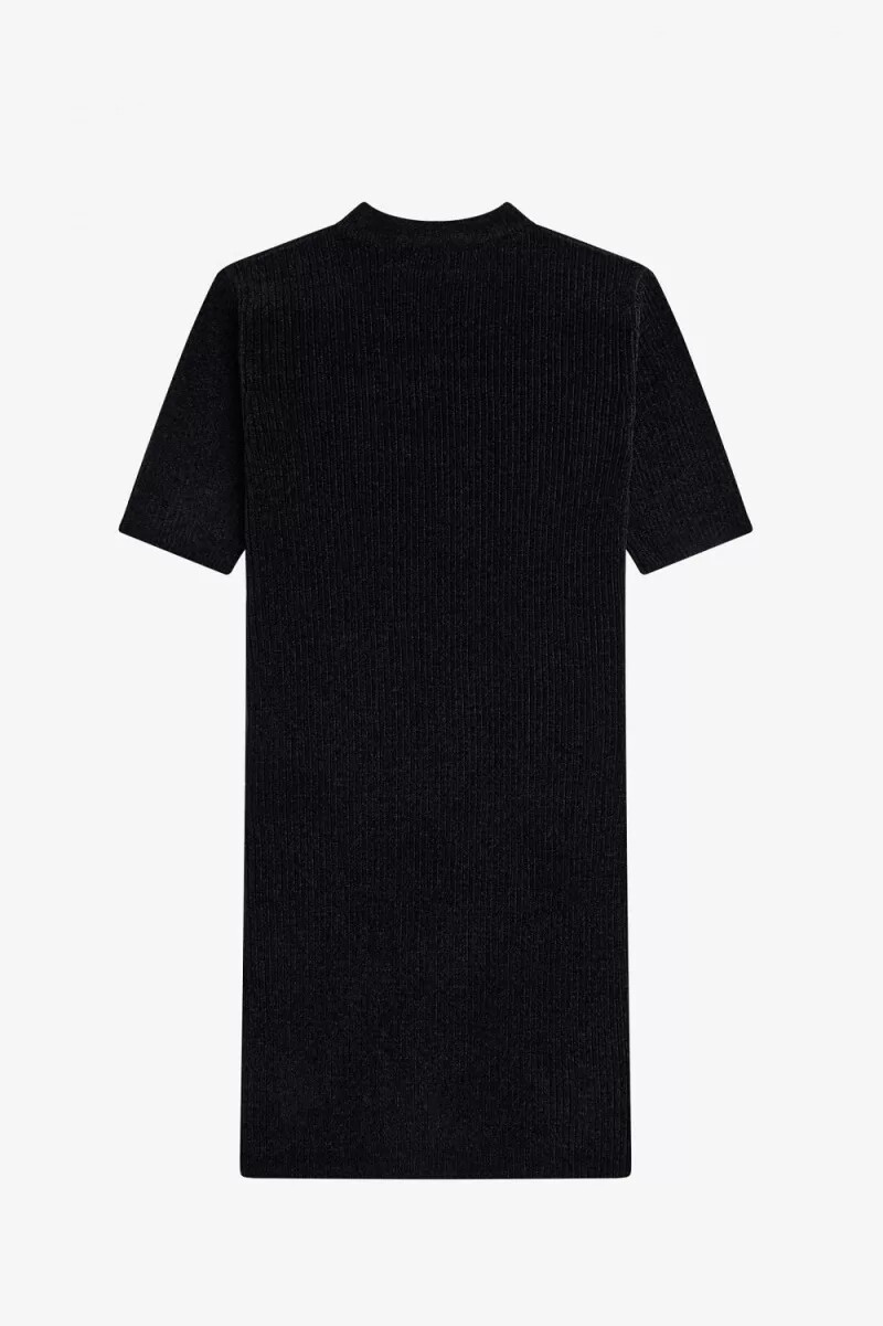 fred perry chenille-rippkleid für damen schwarz