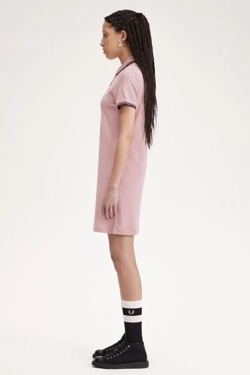 fred perry twin tipped shirt damenkleid altrosa
