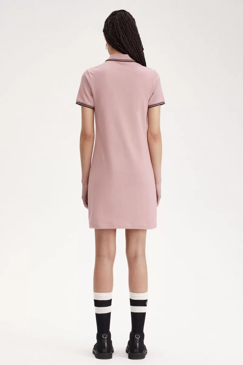 fred perry twin tipped shirt damenkleid altrosa
